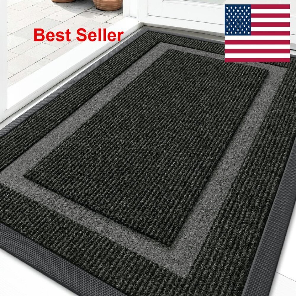 Sturdy Natural Rubber Doormat Waterproof All-Weather Fade Resistant Easy Clean